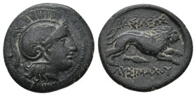 KINGS OF THRACE (Macedonian). Lysimachos (305-281 BC). Ae.
.
Condition: Very fine.
Weight: 4.88 g.
Diameter: 20 mm.