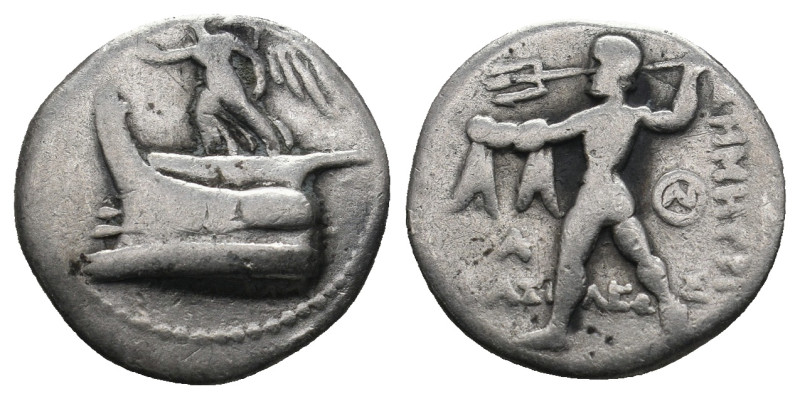 KINGS OF MACEDON. Demetrios I Poliorketes (306-283 BC). AR Drachm. Tarsos.
.
Con...