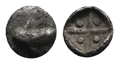 ASIA MINOR. Uncertain mint. 5th century BC. Hemitetartemorion .
Apparantly Unpub...