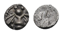 IONIA. Ephesos. (Circa 500-420 BC). AR Tetartemorion.
.
Condition: Very Fine.
Weight: 0.21 g.
Diameter: 5.4 mm.