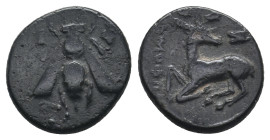 IONIA. Ephesos. (Circa 390-300 BC). Ae.
.
Condition: Very Fine.
Weight: 2.07 g.
Diameter: 14.5 mm.
