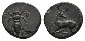 IONIA. Ephesos. (Circa 390-300 BC). Ae.
.
Condition: Very Fine.
Weight: 1.70 g.
Diameter: 11.9 mm.