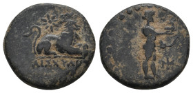 IONIA. Miletos. Ae (1st century BC).
.
Condition: Very Fine.
Weight: 4.84 g.
Diameter: 17.9 mm.