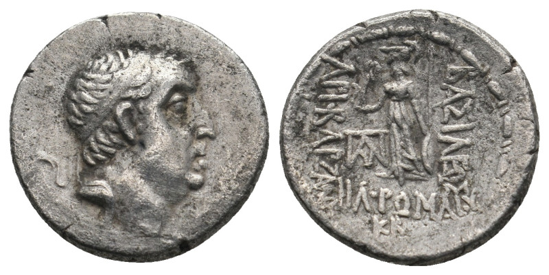 KINGS OF CAPPADOCIA. Ariobarzanes I Philoromaios (96-63 BC). Drachm. 
.
Conditio...