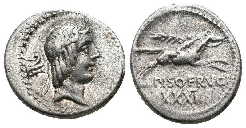 L. CALPURNIUS PISO FRUGI (90 BC). Denarius. 
.
Condition: Very Fine.
Weight: 3.8...