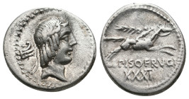 L. CALPURNIUS PISO FRUGI (90 BC). Denarius. 
.
Condition: Very Fine.
Weight: 3.85 g.
Diameter: 19.8 mm.