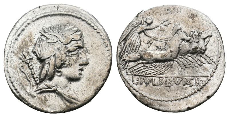 L. IULIUS BURSIO (85 BC).Denarius. 
.
Condition: Very Fine.
Weight: 3.98 g.
Diam...