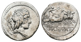 L. IULIUS BURSIO (85 BC).Denarius. 
.
Condition: Very Fine.
Weight: 3.98 g.
Diameter: 19.9 mm.