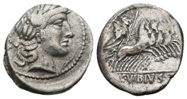 C. VIBIUS C.F. PANSA (90 BC). Denarius. 
.
Condition: Very Fine.
Weight: 3.89 g.
Diameter: 19.4 mm.