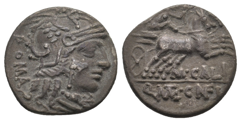 M. CALIDIUS, Q. METELLUS and CN. FULVIUS. Denarius (117-116 BC).
.
Condition: Ve...