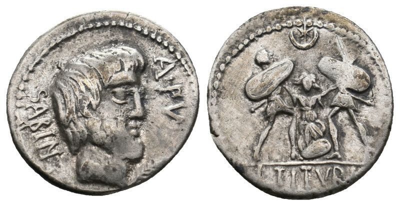 L. TITURIUS L. F. SABINUS. Denarius (89 BC). 
.
Condition: Very Fine.
Weight: 3....