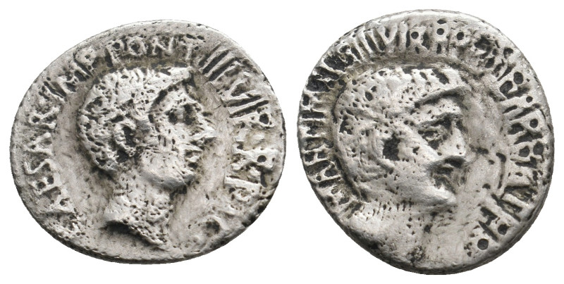 MARK ANTONY & OCTAVIAN. Denarius (41 BC). 
.
Condition: Fine.
Weight: 3.07 g.
Di...