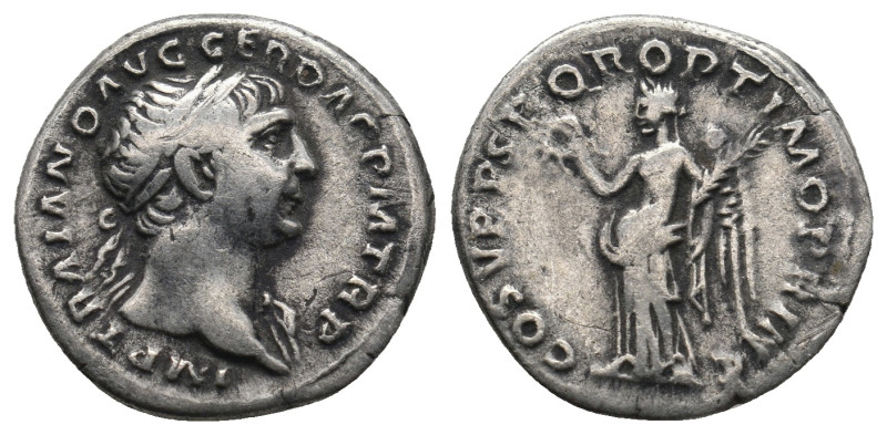 TRAJAN (98-117). Denarius.
.
Condition: Very Fine.
Weight: 3.14 g.
Diameter: 18....