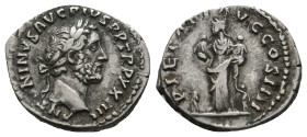 ANTONINUS PIUS (138-161). Denarius. 
.
Condition: Very Fine.
Weight: 3.25 g.
Diameter: 17.7 mm