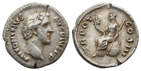 ANTONINUS PIUS (138-161). Denarius. 
.
Condition: Very Fine.
Weight: 3.28 g.
Diameter: 18.7 mm