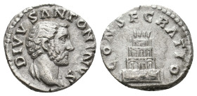 DIVUS ANTONINUS PIUS (Died 161). Denarius. 
.
Condition: Very Fine.
Weight: 3.41 g.
Diameter: 16.9 mm