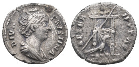 DIVA FAUSTINA I (Died 140/1). Denarius. 
.
Condition: Very Fine.
Weight: 2.94 g.
Diameter: 18 mm