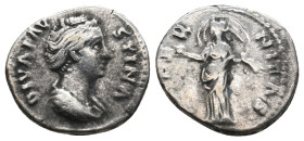 DIVA FAUSTINA I (Died 140/1). Denarius. 
.
Condition: Very Fine.
Weight: 3.24 g.
Diameter: 18.1 mm