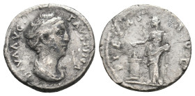 DIVA FAUSTINA I (Died 140/1). Denarius. 
.
Condition: Fine.
Weight: 2.74 g.
Diameter: 17.3 mm