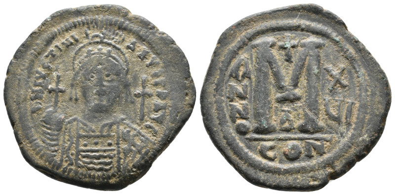 JUSTINIAN I (527-565). Follis.
.
Condition: Very Fine.
Weight: 19.68 g.
Diameter...