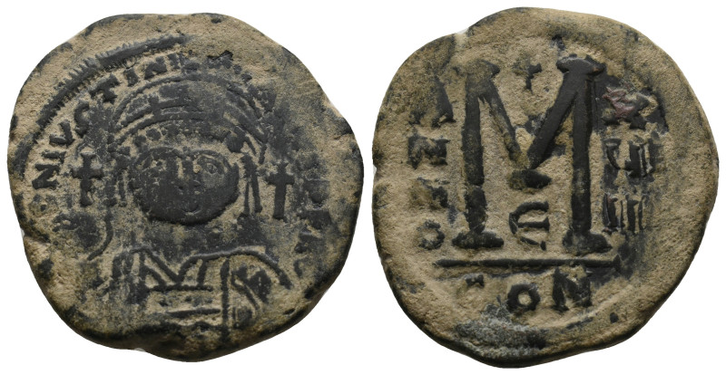 JUSTINIAN I (527-565). Follis.
.
Condition: Very Fine.
Weight: 20.70 g.
Diameter...