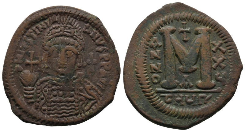 JUSTINIAN I (527-565). Follis.
.
Condition: Very Fine.
Weight: 18.65 g.
Diameter...