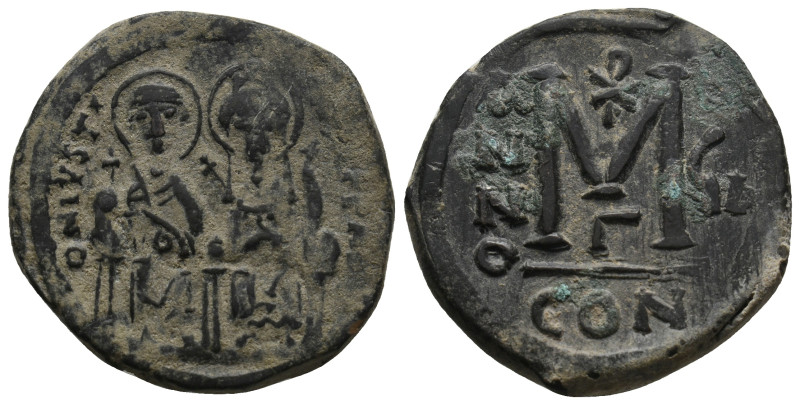 JUSTIN II, with SOPHIA (565-578). Follis. 
.
Condition: Very Fine.
Weight: 16.56...