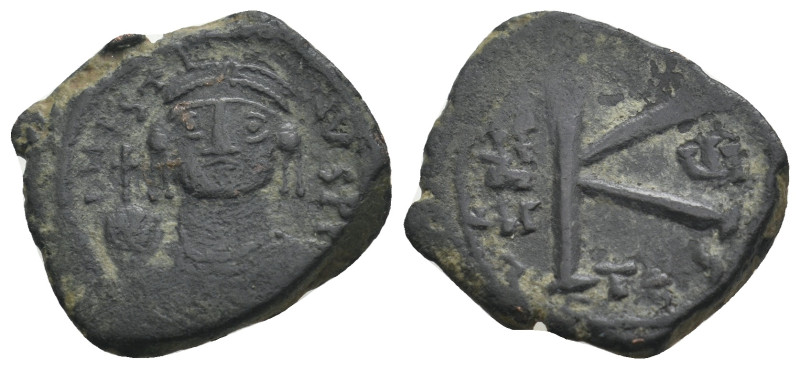 JUSTINIAN I (527-565). Follis.
.
Condition: Very Fine.
Weight: 5.12 g.
Diameter:...