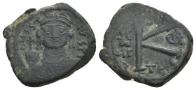 JUSTINIAN I (527-565). Follis.
.
Condition: Very Fine.
Weight: 5.12 g.
Diameter: 21.5 mm