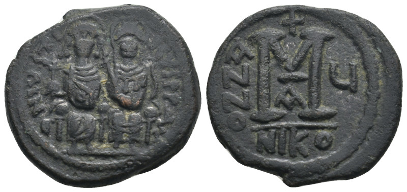 JUSTIN II, with SOPHIA (565-578). Follis. 
.
Condition: Very Fine.
Weight: 12.93...