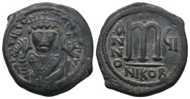 TIBERIUS II CONSTANTINE (578-582). Follis.
.
Condition: Very Fine.
Weight: 12.88 g.
Diameter: 28.9 mm