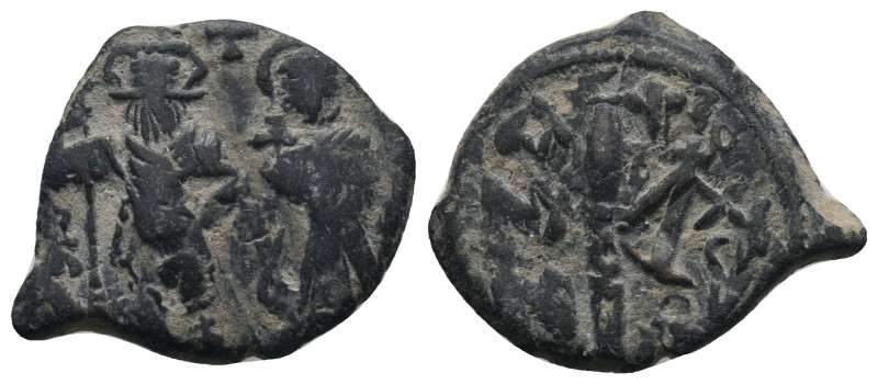 HERACLIUS with HERACLIUS CONSTANTINE (610-641). Half Follis. 
.
Condition: Very ...