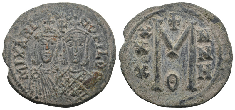 MICHAEL II THE AMORIAN with THEOPHILUS (820-829). Follis.
.
Condition: Very Fine...