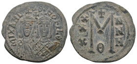 MICHAEL II THE AMORIAN with THEOPHILUS (820-829). Follis.
.
Condition: Very Fine.
Weight: 7.86 g.
Diameter: 30.1 mm