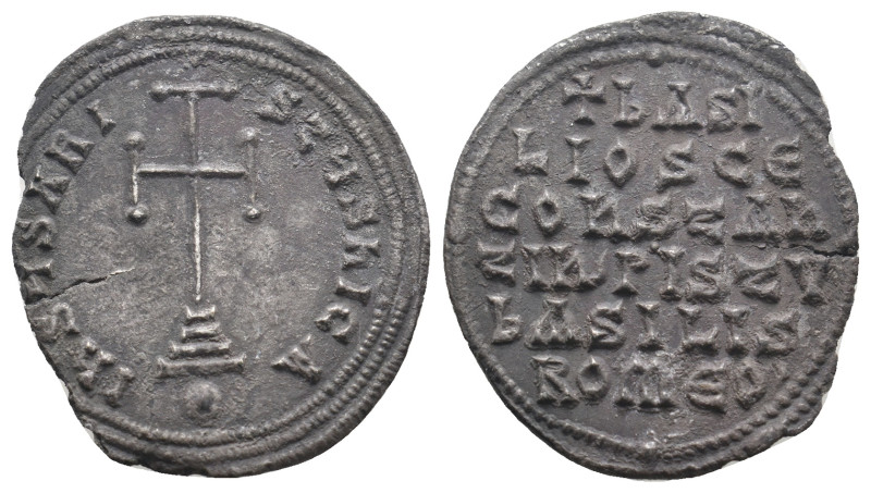 BASIL I THE MACEDONIAN with CONSTANTINE (867-886). Miliaresion. 
.
Condition: Ve...