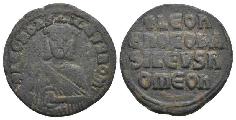 LEO VI THE WISE (886-912). Follis.
.
Condition: Fine.
Weight: 6.86 g.
Diameter: ...