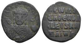 CONSTANTINE VII PORPHYROGENITUS with ROMANUS I (913-959). Follis.
.
Condition: Very Fine.
Weight: 6.45 g.
Diameter: 25.3 mm