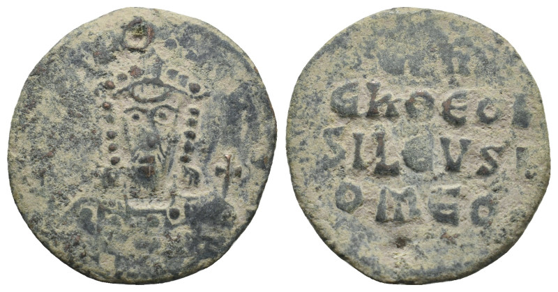 CONSTANTINE VII PORPHYROGENITUS with ROMANUS I (913-959). Follis.
.
Condition: F...