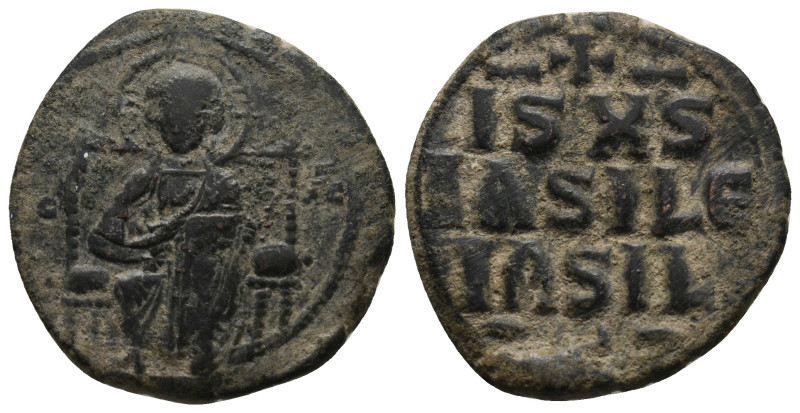 ANONYMOUS FOLLES. Class D. Time of Constantine IX (Circa 1042-1055).
.
Condition...