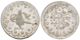 OTTOMAN EMPIRE. Abdülhamid II (AH 1293-1327 / 1876-1909 AD). 20 Kurush.
.
Condition: Very Fine.
Weight: 24.03 g.
Diameter: 37 mm