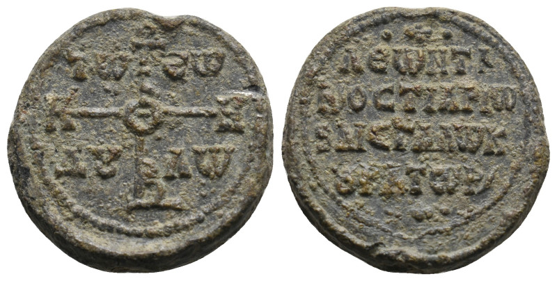 BYZANTINE LEAD SEALS. Uncertain.
.
Condition: Very Fine.
Weight: 13.14 g.
Diamet...