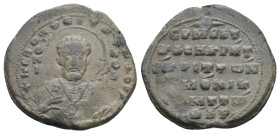 BYZANTINE LEAD SEALS. Uncertain.
.
Condition: Very Fine.
Weight: 15.46 g.
Diameter: 29.8 mm