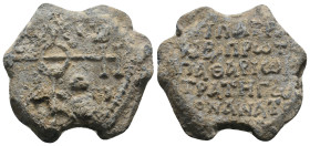 BYZANTINE LEAD SEALS. Uncertain.
.
Condition: Fine.
Weight: 23.4 g.
Diameter: 29.6 mm
