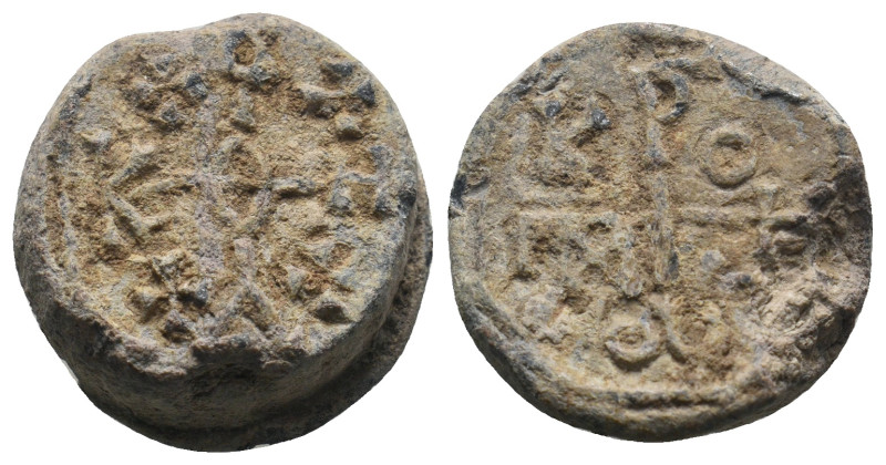 BYZANTINE LEAD SEALS. Uncertain.
.
Condition: Very Fine.
Weight: 16.16 g.
Diamet...