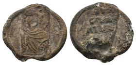 BYZANTINE LEAD SEALS. Uncertain.
.
Condition: Fine.
Weight: 4.75 g.
Diameter: 17.9 mm