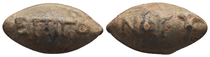 PB GREEK SLING BULLET. (c. 4th–1st centuries BC).
.
Condition: Very Fine.
Weight...