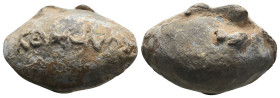 PB GREEK SLING BULLET. (c. 4th–1st centuries BC).
.
Condition: Very Fine.
Weight: 37.84 g.
Diameter: 28.8 mm