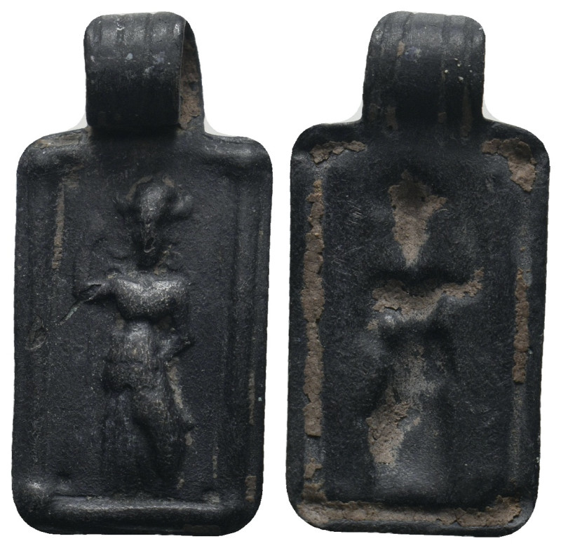 ANCIENT GREEK BRONZE PENDANT (CIRCA 3RD-1ST CENTURY BC).
.
Condition: Very Fine....