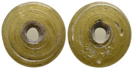 ANCIENT ROMAN GLASS BEAD (1ST- 3RD CENTURY AD).
.
Condition: Very Fine.
Weight: 5.08 g.
Diameter: 27.2 mm.