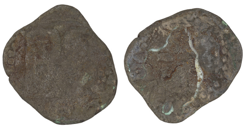 Moneda virreinal. Felipe II a IV. ½ Real. Fecha no visible. Ensayador no visible...